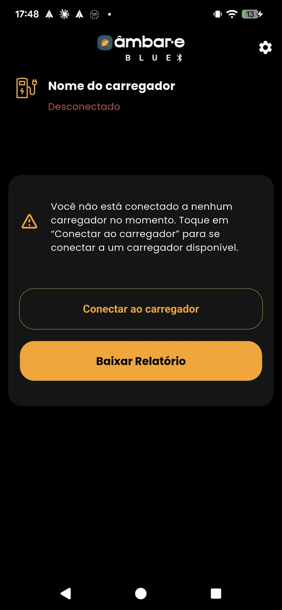 Aplicativo sem carregador conectado