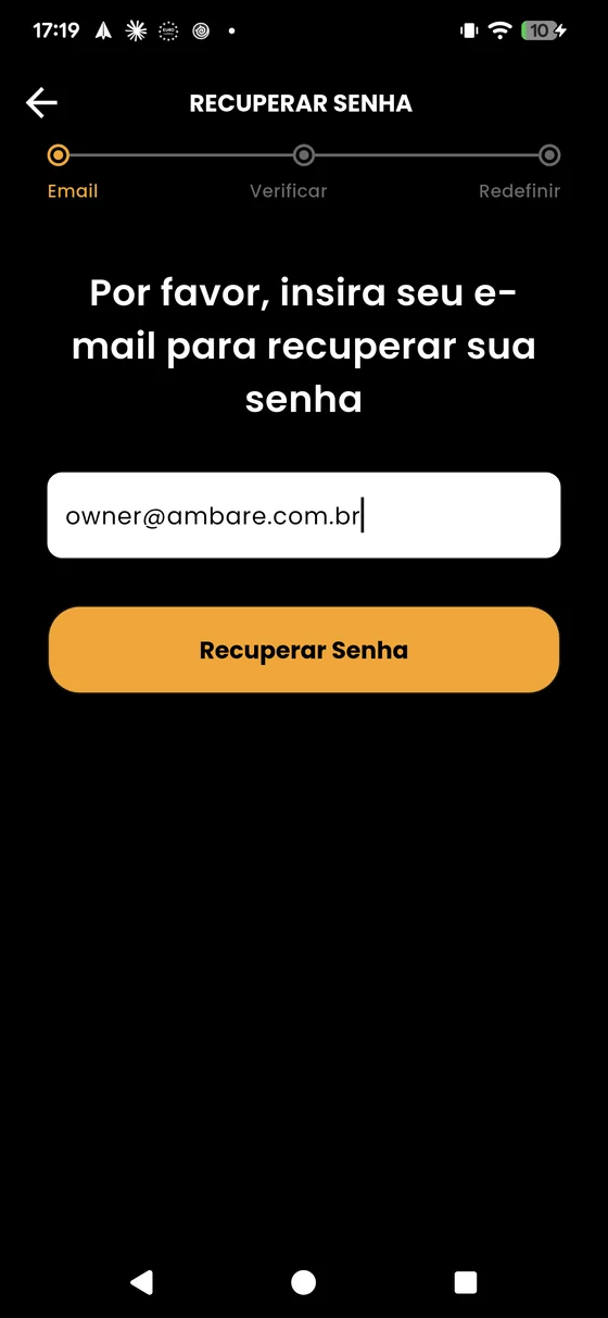 Recuperar senha — passo 1