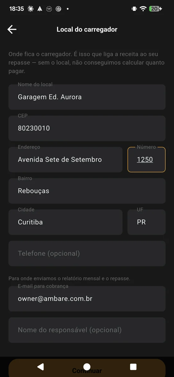 Local do carregador