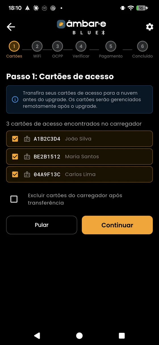 Passo 1 — Cartões