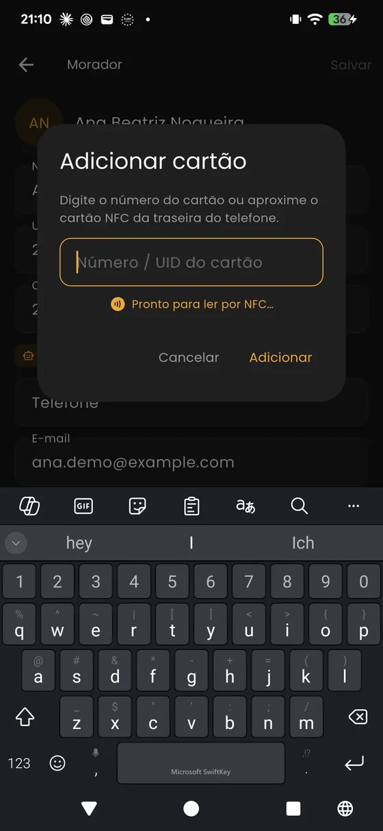 Adicionar cartão