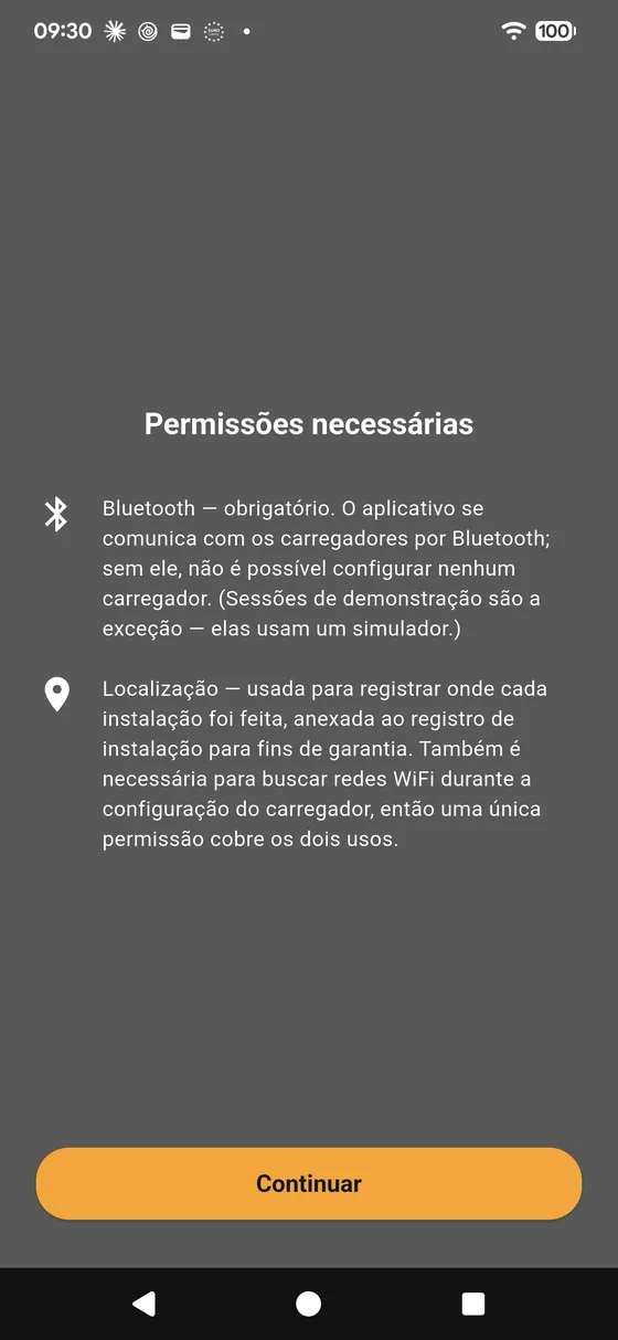 Tela Permissões necessárias