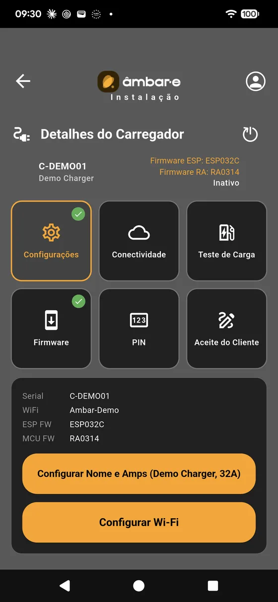 Bloco Configurações aberto