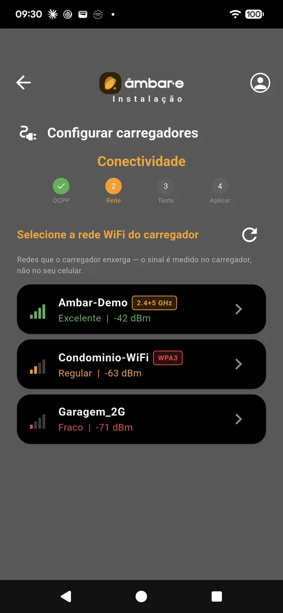Seleção da rede WiFi