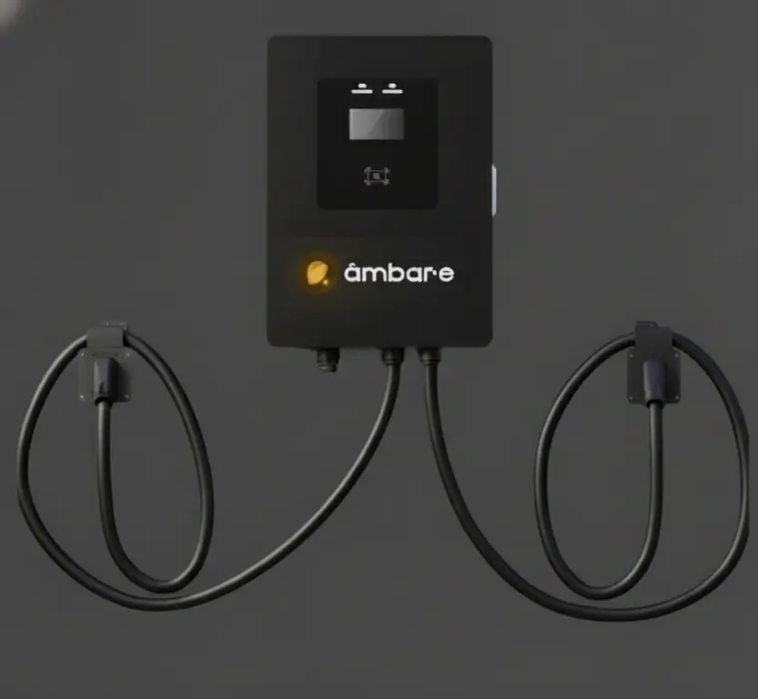 âmbar-e RAPID 60 em versão de parede, com dois conectores CCS2